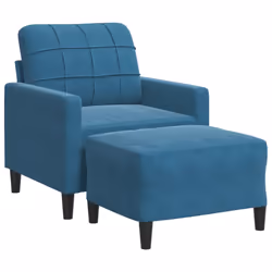 vidaXL Poltrona con Poggiapiedi Blu 60 cm in Velluto - Vista aggiuntiva 2
