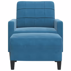 vidaXL Poltrona con Poggiapiedi Blu 60 cm in Velluto - Vista aggiuntiva 3