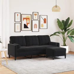 Vidaxl - Divano a 3 Posti con Poggiapiedi Nero 180 cm in Velluto