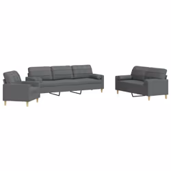VidaXL 3278312, Grigio, Schiuma, Metallo, Poliestere, 2,26 m, 77 cm, 80 cm