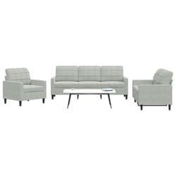 vidaXL Set di Divani 3 pz con Cuscini Grigio Chiaro in Velluto