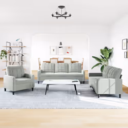 vidaXL Set di Divani 3 pz con Cuscini Grigio Chiaro in Velluto - Vista aggiuntiva 3