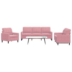 vidaXL Set di Divani 3 pz con Cuscini rosa in Velluto