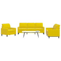 vidaXL Set di Divani 3 pz con Cuscini giallo in Velluto