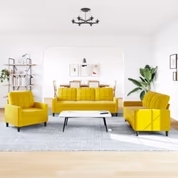 vidaXL Set di Divani 3 pz con Cuscini giallo in Velluto - Vista aggiuntiva 3