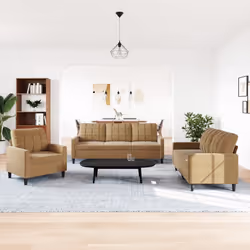 vidaXL Set di Divani 3 pz con Cuscini Marrone in Velluto - Vista aggiuntiva 3