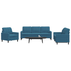 vidaXL Set di Divani 3 pz con Cuscini Blu in Velluto