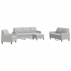 vidaXL Set di Divani 4 pz con Cuscini Grigio Chiaro in Velluto - Vista aggiuntiva 2