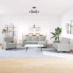 vidaXL Set di Divani 4 pz con Cuscini Grigio Chiaro in Velluto - Vista aggiuntiva 3