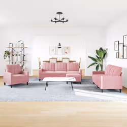 vidaXL Set di Divani 4 pz con Cuscini rosa in Velluto - Vista aggiuntiva 3