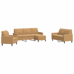 vidaXL Set di Divani 4 pz con Cuscini Marrone in Velluto - Vista aggiuntiva 2