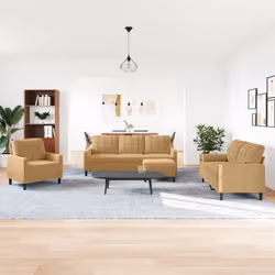 vidaXL Set di Divani 4 pz con Cuscini Marrone in Velluto - Vista aggiuntiva 3