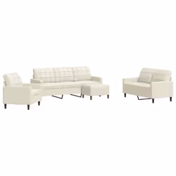 vidaXL Set di Divani 4 pz con Cuscini Crema in Velluto - Vista aggiuntiva 2