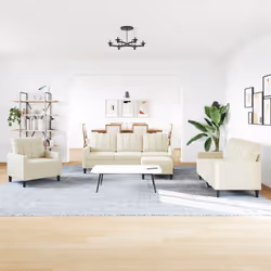 vidaXL Set di Divani 4 pz con Cuscini Crema in Velluto - Vista aggiuntiva 3