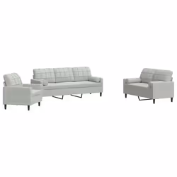 VidaXL 3278371 set di mobili per soggiorno Grigio chiaro Metallo, Legno compensato Velluto - Vista aggiuntiva 2