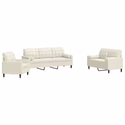 vidaXL Set di Divani 3 pz con Cuscini e Rinforzi Crema in Velluto - Vista aggiuntiva 2