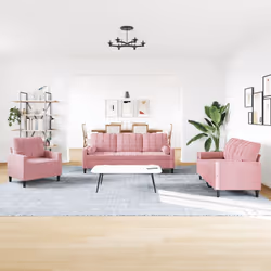 vidaXL Set di Divani 4 pz con Cuscini e Rinforzi rosa in Velluto - Vista aggiuntiva 3