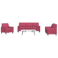 vidaXL Set di Divani 4 pz con Cuscini e Rinforzi Rosso Vino in Velluto
