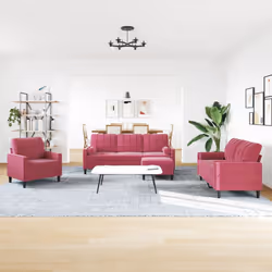 vidaXL Set di Divani 4 pz con Cuscini e Rinforzi Rosso Vino in Velluto - Vista aggiuntiva 3