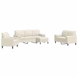 vidaXL Set di Divani 4 pz con Cuscini e Rinforzi Crema in Velluto - Vista aggiuntiva 2