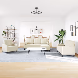 vidaXL Set di Divani 4 pz con Cuscini e Rinforzi Crema in Velluto - Vista aggiuntiva 3