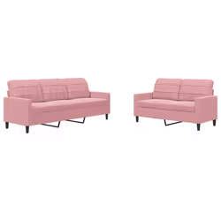 vidaXL Set di Divani 2 pz con Cuscini rosa in Velluto - Vista aggiuntiva 2