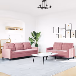vidaXL Set di Divani 2 pz con Cuscini rosa in Velluto - Vista aggiuntiva 3
