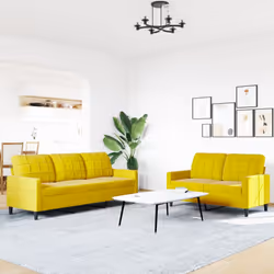 vidaXL Set di Divani 2 pz con Cuscini giallo in Velluto - Vista aggiuntiva 3
