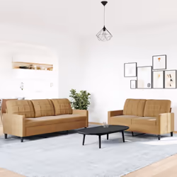 vidaXL Set di Divani 2 pz con Cuscini Marrone in Velluto - Vista aggiuntiva 3