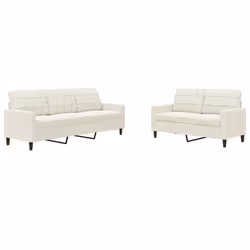 vidaXL Set di Divani 2 pz con Cuscini Crema in Velluto - Vista aggiuntiva 2
