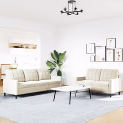 vidaXL Set di Divani 2 pz con Cuscini Crema in Velluto - Vista aggiuntiva 3