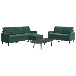 vidaXL Set di Divani 3 pz con Cuscini Verde scuro in Velluto