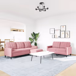 vidaXL Set di Divani 3 pz con Cuscini rosa in Velluto - Vista aggiuntiva 3