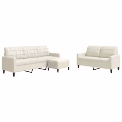 vidaXL Set di Divani 3 pz con Cuscini Crema in Velluto - Vista aggiuntiva 2