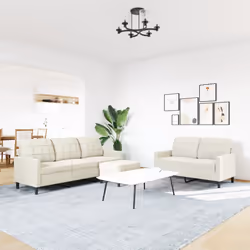 vidaXL Set di Divani 3 pz con Cuscini Crema in Velluto - Vista aggiuntiva 3