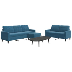 vidaXL Set di Divani 3 pz con Cuscini Blu in Velluto