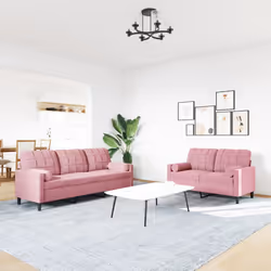 vidaXL Set di Divani 2 pz con Cuscini e Rinforzi rosa in Velluto - Vista aggiuntiva 3