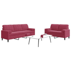 vidaXL Set di Divani 2 pz con Cuscini e Rinforzi Rosso Vino in Velluto