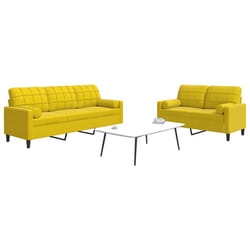 vidaXL Set di Divani 2 pz con Cuscini e Rinforzi Giallo in Velluto