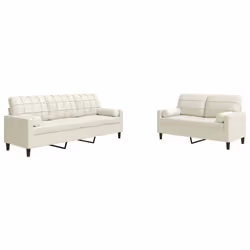 vidaXL Set di Divani 2 pz con Cuscini e Rinforzi Crema in Velluto - Vista aggiuntiva 2