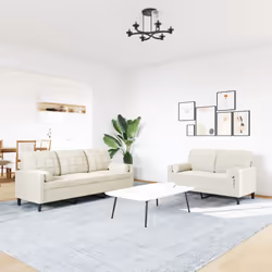 vidaXL Set di Divani 2 pz con Cuscini e Rinforzi Crema in Velluto - Vista aggiuntiva 3