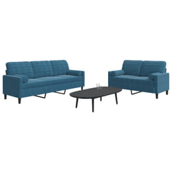 vidaXL Set di Divani 2 pz con Cuscini e Rinforzi Blu in Velluto