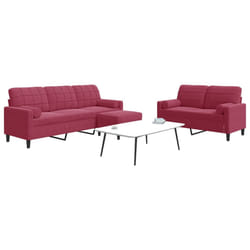 vidaXL Set di Divani 3 pz con Cuscini e Rinforzi Rosso Vino in Velluto