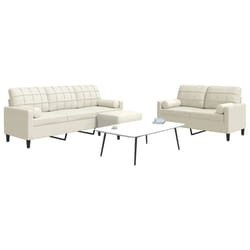 vidaXL Set di Divani 3 pz con Cuscini e Rinforzi Crema in Velluto