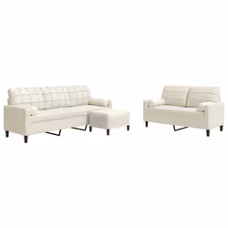 vidaXL Set di Divani 3 pz con Cuscini e Rinforzi Crema in Velluto - Vista aggiuntiva 2