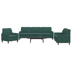 vidaXL Set di Divani 3 pz con Cuscini Verde scuro in Velluto