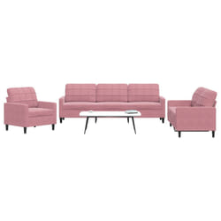 vidaXL Set di Divani 3 pz con Cuscini rosa in Velluto