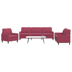 vidaXL Set di Divani 3 pz con Cuscini Rosso Vino in Velluto