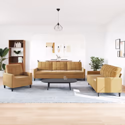 vidaXL Set di Divani 3 pz con Cuscini Marrone in Velluto - Vista aggiuntiva 3