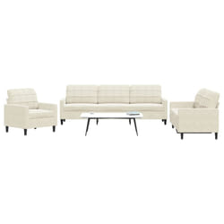 vidaXL Set di Divani 3 pz con Cuscini Crema in Velluto